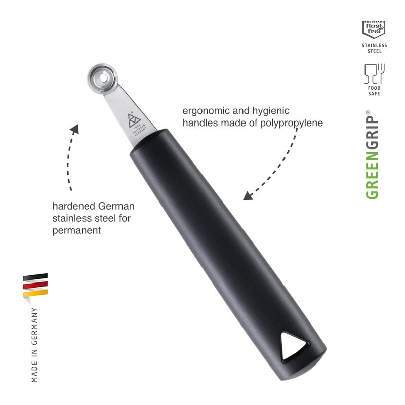 triangle Double Melon Baller - 0.4 in (10 mm) - Stainless Steel Scoop for Fruits, Vegetables, Butter & More - Comfortable, GreenGrip Handle - Dishwasher Safe - Made in Germany - Image 2